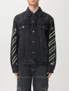 Off-white Diagonal Arrow Outline Embroidered Denim Skate Jacket In Black