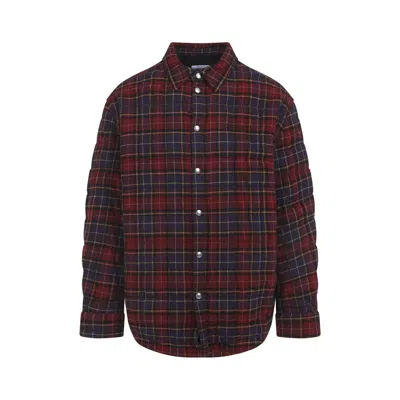 Off-white Quilted Plaid Jacket Chest Pocket In Burgundy