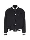 Off-white College Satin Souvenir Bomber Jacket In Black