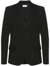 Off-white Virgin Wool Formal Vars Blazer With Logo Patch In Black