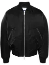 Off-white For Ever Padded Arrow Bomber Jacket With Decorative Zips In Black