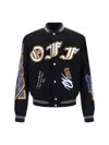 Off-white Chenille-logo Bomber Jacket In Black Multicolor