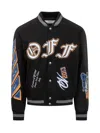 Off-white Chenille-logo Bomber Jacket In Black Multicolor