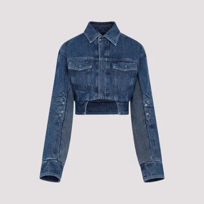 Off-white Cropped Motorcycle Jacket In Blue