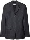 Off-white Pinstripe-pattern Virgin Wool-blend Blazer In Forged Iro