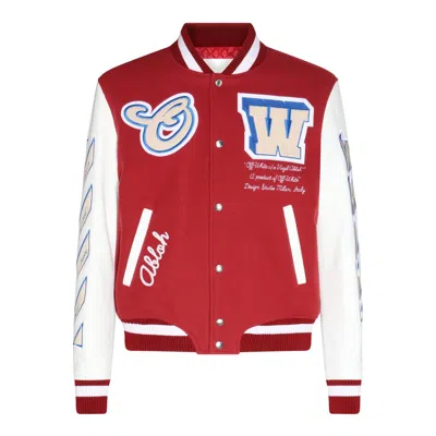 Off-white Off White Patch-detail Bomber Jacket In Red Off White
