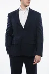 Off-white Jacquard Design Shibori Virgin Wool Blend Blazer In Blue
