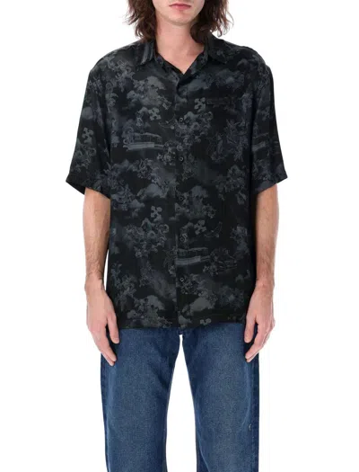 Off-white Jacquard Fresco Bowling Shirt In Black