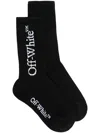 Off-white Big Logo Cotton Blend Mid Length Socks In White,black