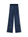 Off-white Jacquard Satin Pajama Pants In Blue