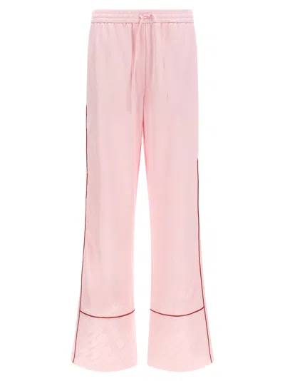 Off-white Women Pink Jacquard Satin Pajama Pants, 32 Luxury Pants For Women Darveys