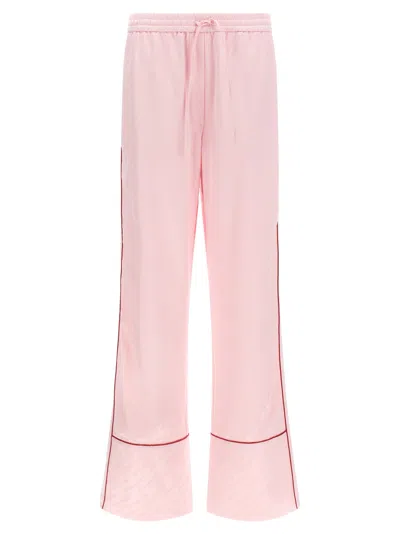 Off-white Women Pink Jacquard Satin Pajama Pants, 32 Luxury Pants For Women Darveys