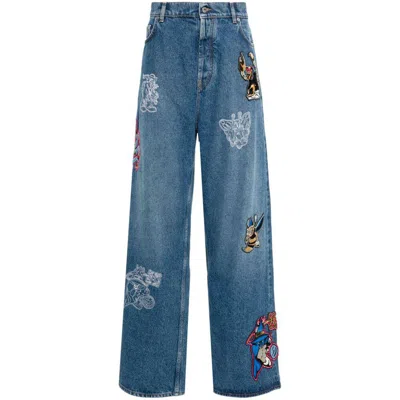 Off-white Character Diag Straight-leg Jeans In Blue