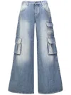 Off-white Wide-leg Faded Cargo Jeans In Bleach