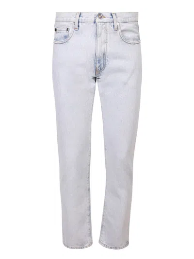 Off-white Logo Print Slim Jeans In Blue