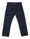 Off-white Embroidered-logo Jeans In Azul Oscuro
