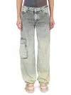 Off-white Mid Rise Denim Cotton Jeans In Green
