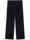 Off-white Wide-leg Linen Trousers In Salone Bl