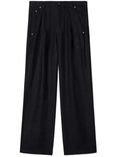 Off-white Wide-leg Linen Trousers In Salone Bl