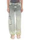 Off-white Mid Rise Denim Cotton Jeans In Green