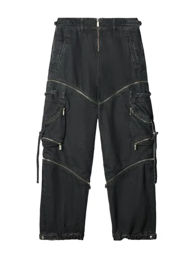 Off-white Zip Denim Cargo Pants In Grey