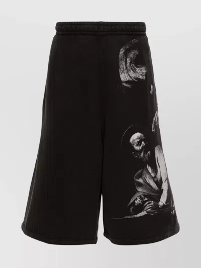 OFF-WHITE JERSEY COTTON GRAPHIC PRINT SHORTS