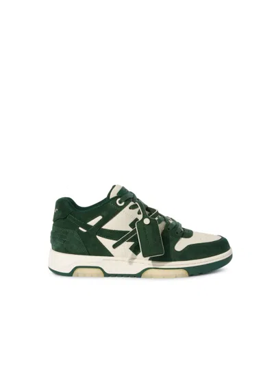 Off-white Jet Green/ecru Out Of Office Suede