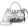 Off-white Jitney 0.5 Quote Faux Leather Shoulder Bag In Silver - Black