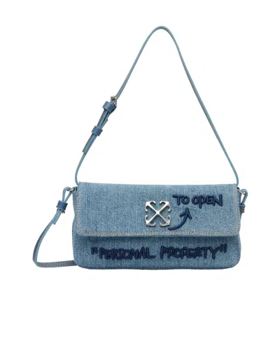 Off-white Jitney 0.7 Denim Shoulder Bag In Blue