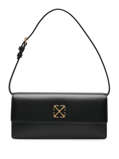 Off-white Jitney 1.0 Logo Plaque Small Shoulder Bag In Black