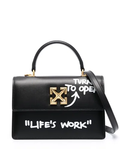 Off-white Jitney 1.4 Leather Tote Bag In Black