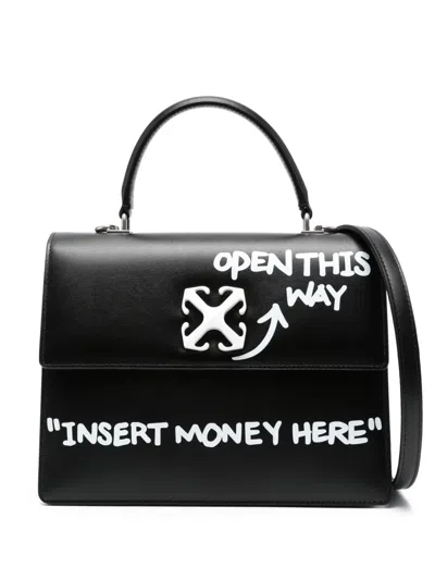 Off-white Jitney 1.4 Leather Tote Bag In Black