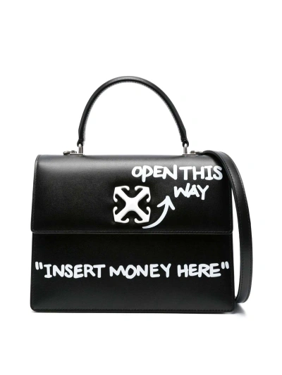 Off-white Jitney 1.4 Leather Tote Bag In Black