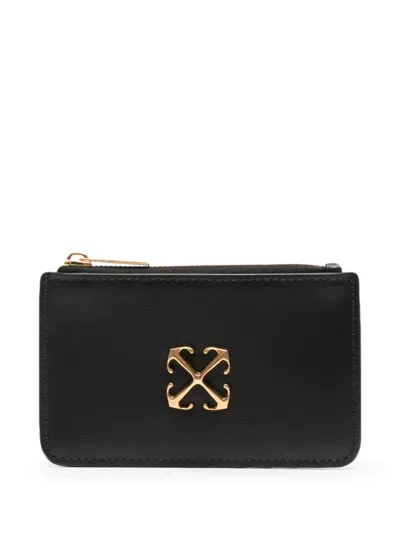 Off-white Jitney Arrows-plaque Leather Wallet In Black