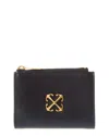 Off-white Jitney Bifold Zipped Leather Wallet In Black