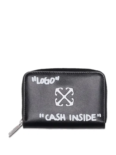 Off-white Off White Jitney Coin Purse Quote Black White In Multi