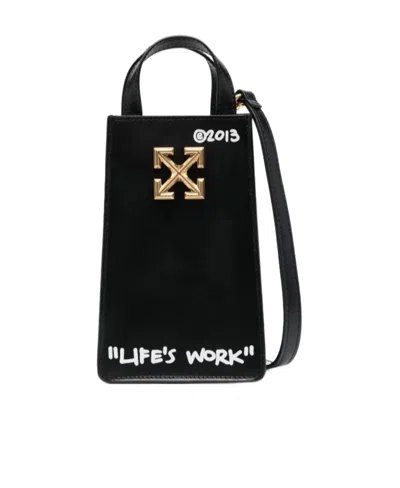 Off-white Jitney Crossbody Phone Bag In Black
