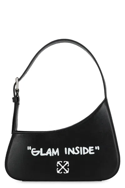 Off-white Jitney Quote Leather Shoulder Bag In Black