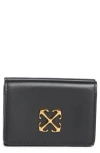 Off-white Jitney Mini Compact Leather Wallet In Black