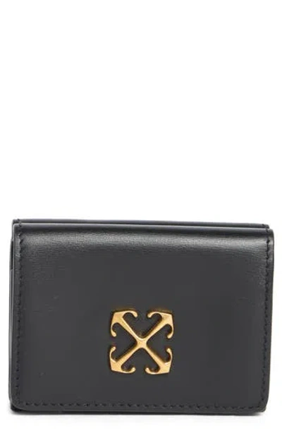 Off-white Jitney Mini Compact Leather Wallet In Black
