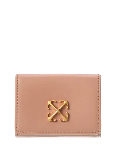 Off-white Jitney Mini Compact Leather Wallet In Neutral
