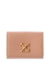 Off-white Jitney Mini Compact Leather Wallet In Neutral