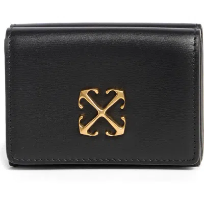 Off-white Jitney Mini Compact Trifold Wallet In Black