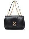 Off-white Off White Woman Black Nappa Leather Jitney Puffer Shoulder Bag In Black