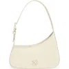 Off-white Jitney Quote Leather Shoulder Bag In Beige