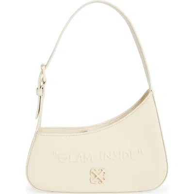 Off-white Jitney Quote Leather Shoulder Bag In Beige