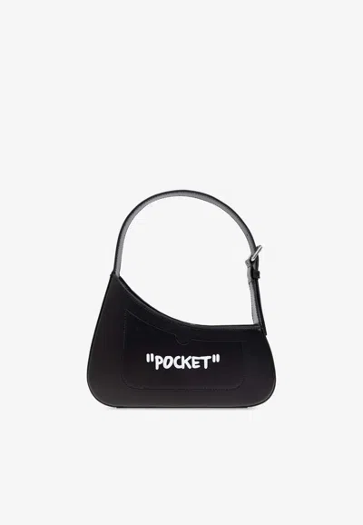 Off-white Jitney Quote Leather Shoulder Bag In Black
