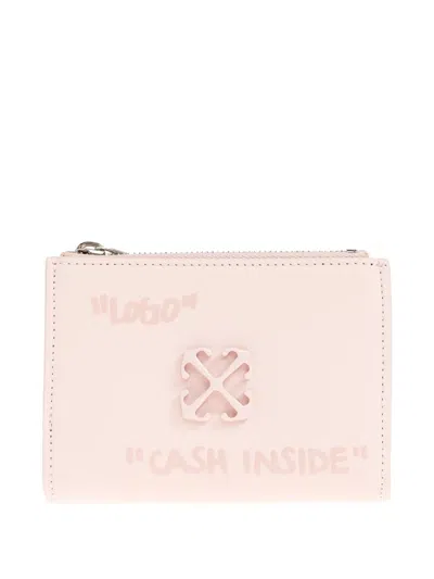 Off-white Jitney Quote Zip Wallet In Pink