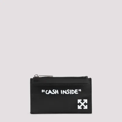 Off-white Jitney Quote Zipped Credit Card Case In Black White