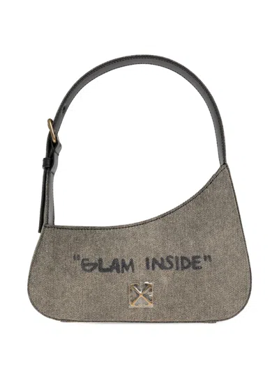 Off-white Jitney Quote Zipped Shoulder Bag In Gray